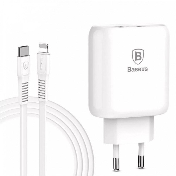 Мережевий зарядний пристрій Baseus Bojure Charger Type-c + USB Max 32W (White) - фото Мережевий зарядний пристрій Baseus Bojure Charger Type-c + USB Max 32W (White)