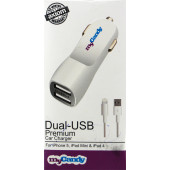 Автомобільний зарядний пристрій MyCandy 2USB+ lightning (2,4 A) для iPad/iPhone/iPod (Білий)