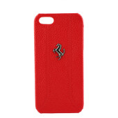 Чехол Накладка для iPhone 5/5S FERRARI California (красный) (кожа)