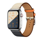 Apple Watch Hermes Series 4 GPS + Cellular 40mm Stainless Steel Case with Bleu Indigo Swift Leather Double Tour (MU722)