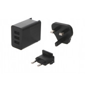 Мережевий зарядний пристрій Baseus Universal Travel charger 3 USB (EU+UK+US) (black)