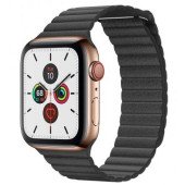 Apple Watch Series 5 LTE 44mm Gold Steel with Black Leather Loop (MWQN2)