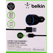 Автомобільний зарядний пристрій BELKIN 2*USB(4.2 A) для iPhone/iPod/iPad (Чорний)