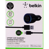 Автомобільний зарядний пристрій BELKIN 2*USB(4.2 A) для iPhone/iPod/iPad (Чорний)