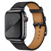 Apple Watch Hermès GPS + Cellular 44mm Space Black Stainless Steel Case with Noir Swift Leather Single Tour (MWWM2/MWW92)