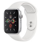 Apple Watch Series 5 GPS 44mm Silver Aluminum w. White b.- Silver Aluminum (MWVD2)