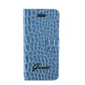 Чехол Книжка для iPhone 5/5S GUESS Crocodile Glare (синий) (кожа)