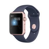 Apple Watch Series 1 42mm Rose Gold Aluminum Case with Midnight Blue Sport Band (MNNM2)