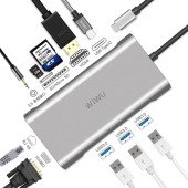 Перехідник WiWU HUB Type-C 10-in-1 A10VH (gray)