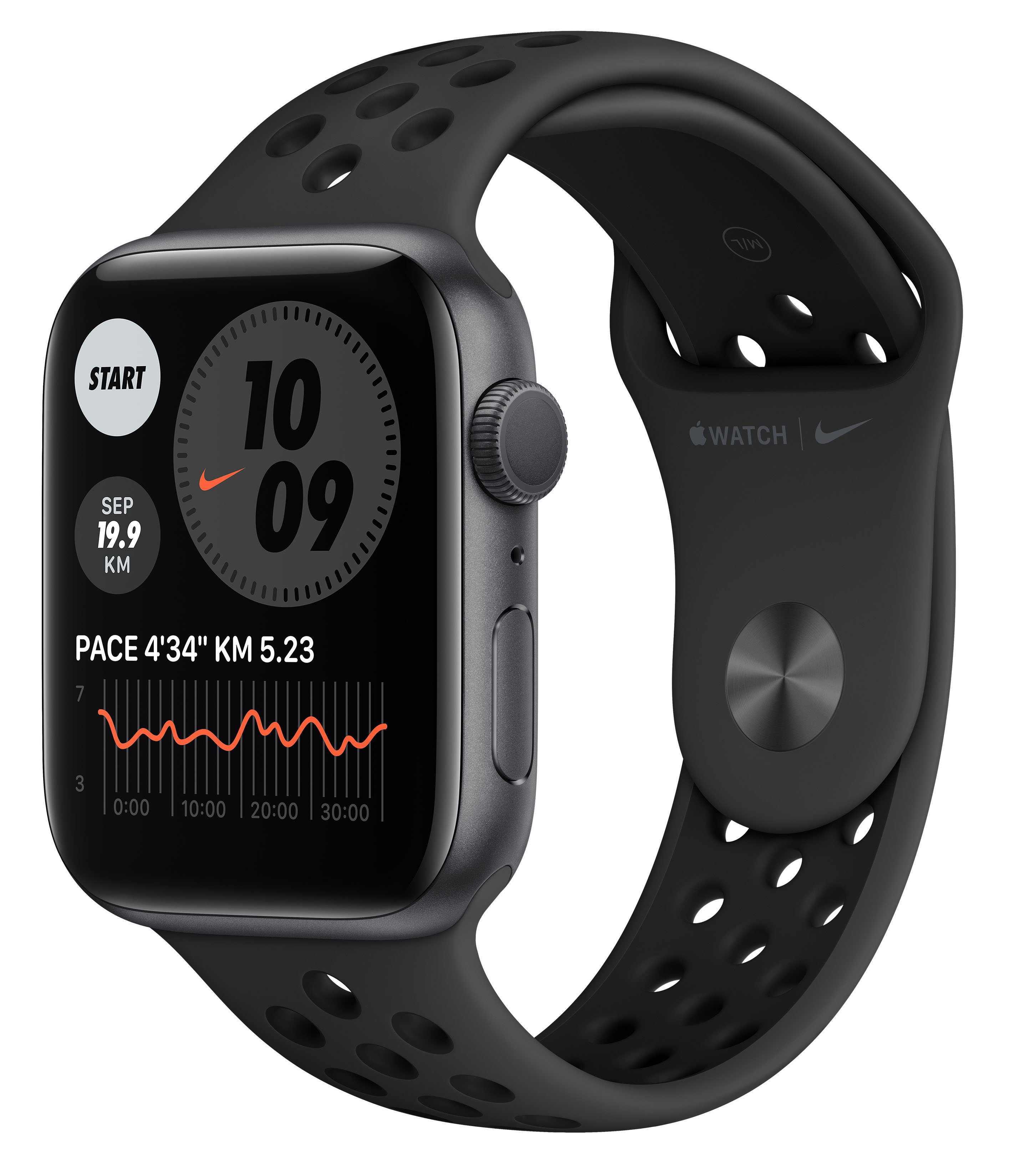 Apple Watch Nike Series 6 GPS 40mm Space Gray Aluminum Case w. Anthracite/Black Nike Sport B. (M00X3UL/A) UACRF