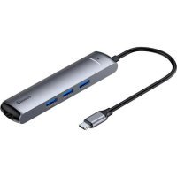 HUB Baseus Mechanical Eye 6-in-1 Type-C to 3xUSB3.0+RJ-45+HDMI (CAHUB-J0G)