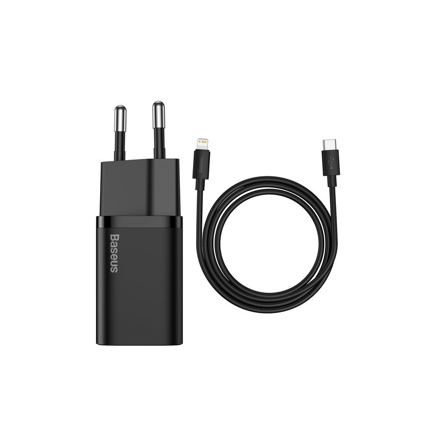 Сетевое зарядное устройство Baseus Super Si 20W + Cable Type-C to Lightning (TZCCSUP-B01) Black