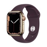 Apple Watch Series 7 GPS + Cellular 45mm Gold S. Steel Case w. Dark Cherry Sport Band (MKJF3)