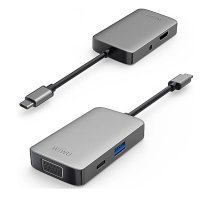 Переходник WiWU Alpha USB-C HUB 5-in-1 A513HVP USB3.0+Type-C+HDMI+VGA+Stereo (gray)