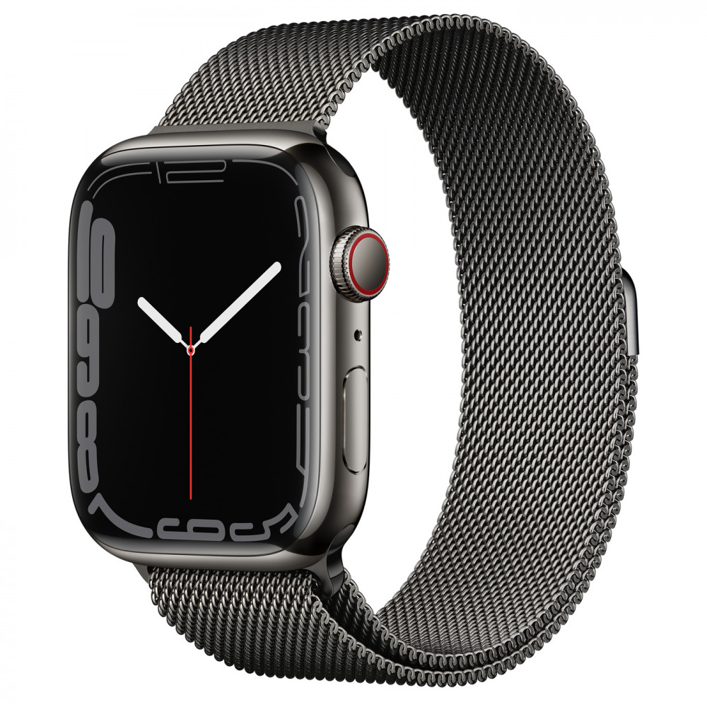 Apple Watch Series 7 GPS + Cellular 45mm Graphite S. Steel Case w. Graphite Milanese Loop (MKJJ3)