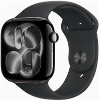 Apple Watch Series 11 GPS 46mm Jet Black Alu. Case w. Black S. Band - S/M (MEUW4)