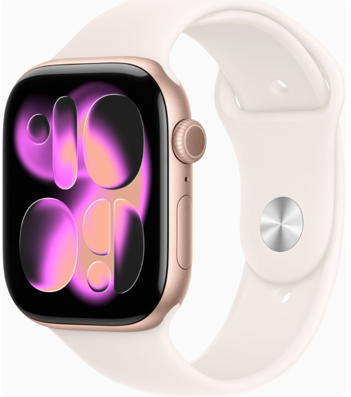Apple Watch Series 11 GPS 46mm Rose Gold Alu. Case w. Light Blush S. Band - S/M (MEV64)