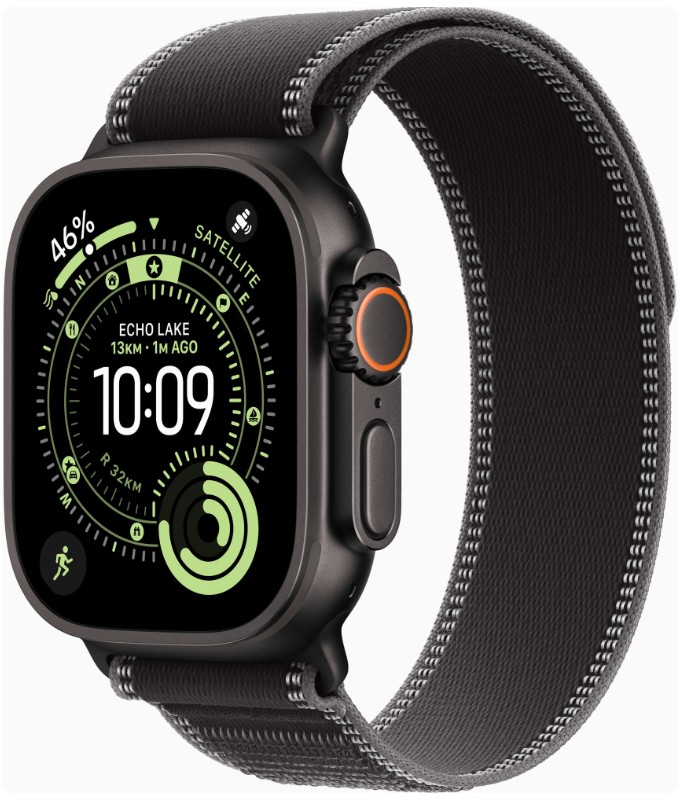 Apple Watch Ultra 3 GPS + Cellular 49mm Black Tit. Case w. Black/Charcoal Trail Loop - S/M (MF1D4)