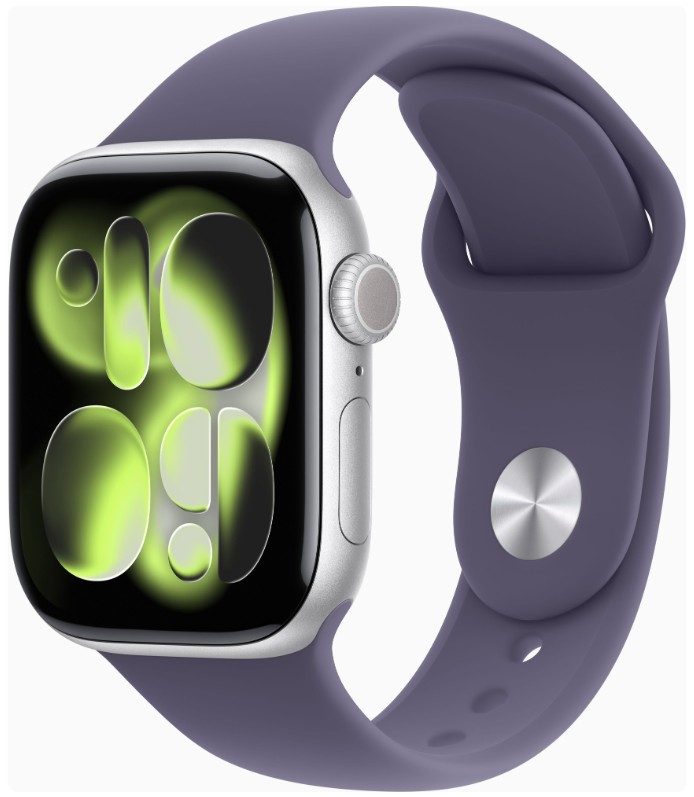 Apple Watch Series 11 GPS + Cellular 42mm Silver Alu. Case w. Purple Fog S. Band - S/M (MF8H4)