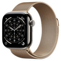 Apple Watch Series 11 GPS + Cellular 42mm Natural Tit. Case w. Gold Milanese Loop (MF9H4+MGJ04)