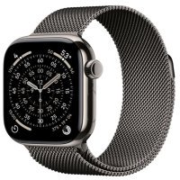 Apple Watch Series 11 GPS + Cellular 42mm Natural Tit. Case w. Slate Milanese Loop (MF9H4+MGJ14)
