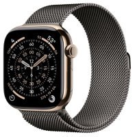 Apple Watch Series 11 GPS + Cellular 46mm Gold Tit. Case w. Slate Milanese Loop - S/M (MFC34+MGJ64)