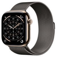 Apple Watch Series 11 GPS + Cellular 46mm Gold Tit. Case w. Slate Milanese Loop - M/L (MFC34+MGJ74)