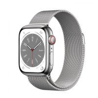 Apple Watch Series 8 GPS + Cellular 41mm Silver S. Steel Case W. Milanese Loop Silver (MNJ73/MNJ83)