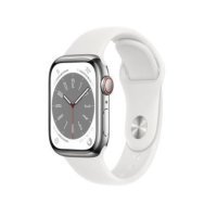 Apple Watch Series 8 GPS + Cellular 45mm Silver S. Steel Case W. White S. Band (MNKE3)