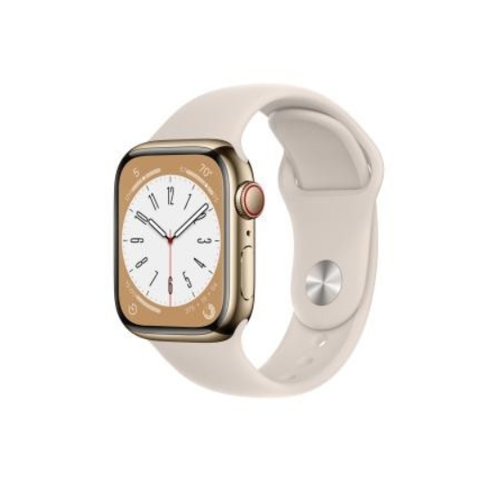 Apple Watch Series 8 GPS + Cellular 45mm Gold S. Steel Case W. Starlight S. Band (MNKM3)