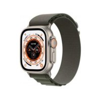 Apple Watch Ultra GPS + Cellular 49mm Titanium Case With Green Alpine Loop - Large (MQEX3/MQFP3)