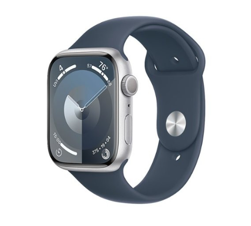 Apple Watch Series 9 GPS 45mm Silver Alu. Case w. Storm Blue S. Band - M/L (MR9E3)