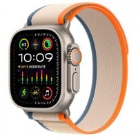 Watch Ultra 2 GPS + Cellular 49mm Titanium Case with Orange/Beige Trail Loop - S/M (MRF13)