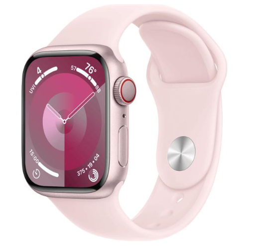 Apple Watch Series 9 GPS + Cellular 45mm Pink Aluminum Case w. Light Pink Sport Band - M/L (MRML3)