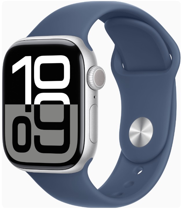 Apple Watch Series 10 GPS 42mm Silver Alu. Case w. Denim Sport Band - M/L (MWWC3)
