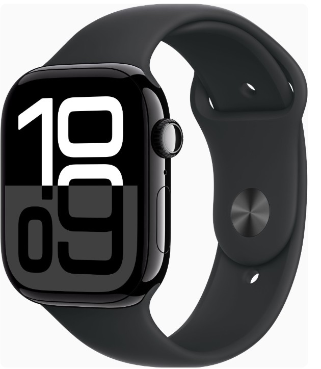 Apple Watch Series 10 GPS 46mm Jet Black Alu. Case w. Black Sport Band - S/M (MWWP3)