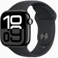 Apple Watch Series 10 GPS + Cellular 42mm Jet Black Alu. Case w. Black Sport Band - S/M (MWX63)