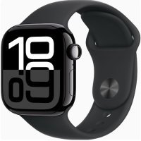 Apple Watch Series 10 GPS + Cellular 42mm Jet Black Alu. Case w. Black Sport Band - M/L (MWX73)