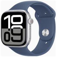 Apple Watch Series 10 GPS + Cellular 46mm Silver Alu. Case w. Denim Sport Band - M/L (MWY13)