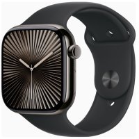 Apple Watch Series 10 GPS + Cellular 46mm Slate Titanium Case w. Black Sport Band - M/L (MWYE3)