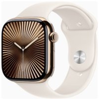 Apple Watch Series 10 GPS + Cellular 46mm Gold Titanium Case w. Starlight Sport Band - M/L (MWYY3)