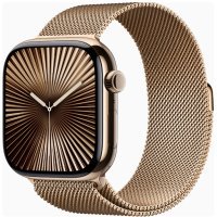 Apple Watch Series 10 GPS + Cellular 46mm Gold Titanium Case w. Gold Milanese Loop - M/L (MX003)