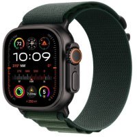 Apple Watch Ultra 2 GPS + Cellular 49mm Black Titan. Case w. Dark Green Alpine Loop - Large (MX4T3)