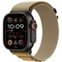 Apple Watch Ultra 2 GPS + Cellular 49mm Black Titan. Case w. Tan Alpine Loop - Large (MYTF3+MYQ23)