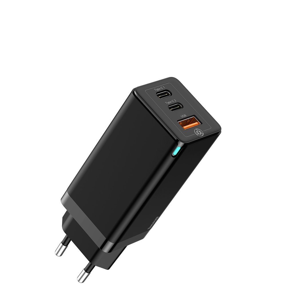 Сетевое зарядное устройство Baseus GaN Light Quick Charger C+C 65W EU Black