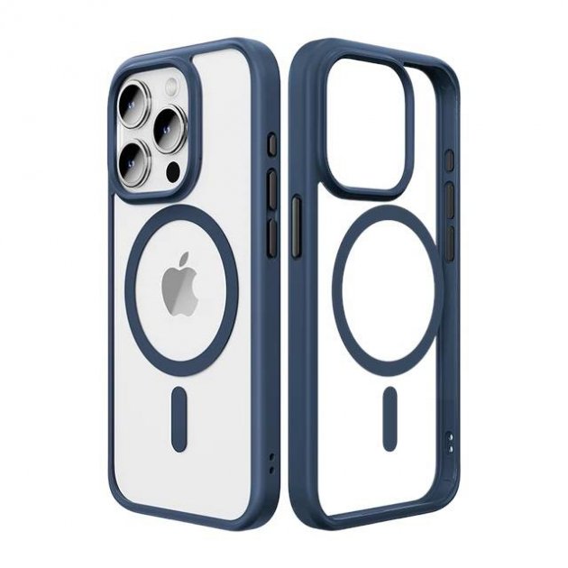 Чехол iPhone 15 Pro Rock Guard Clear with Magnetic (Blue)