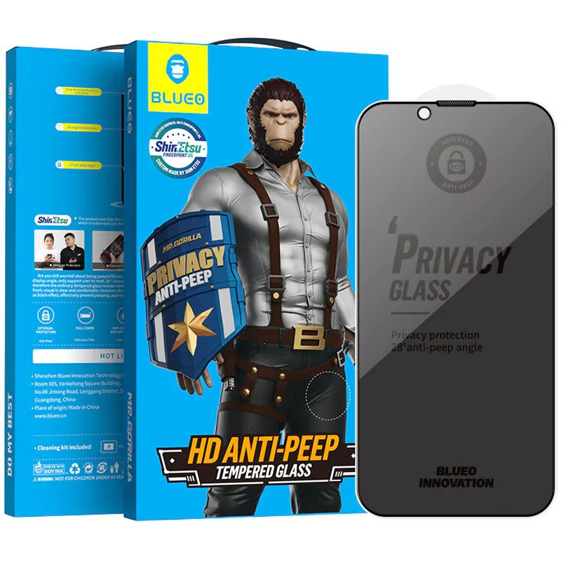 Защитные стекла iPhone 15 Pro Blueo 2.5D Silk Full Cover Anti-Peep Glass