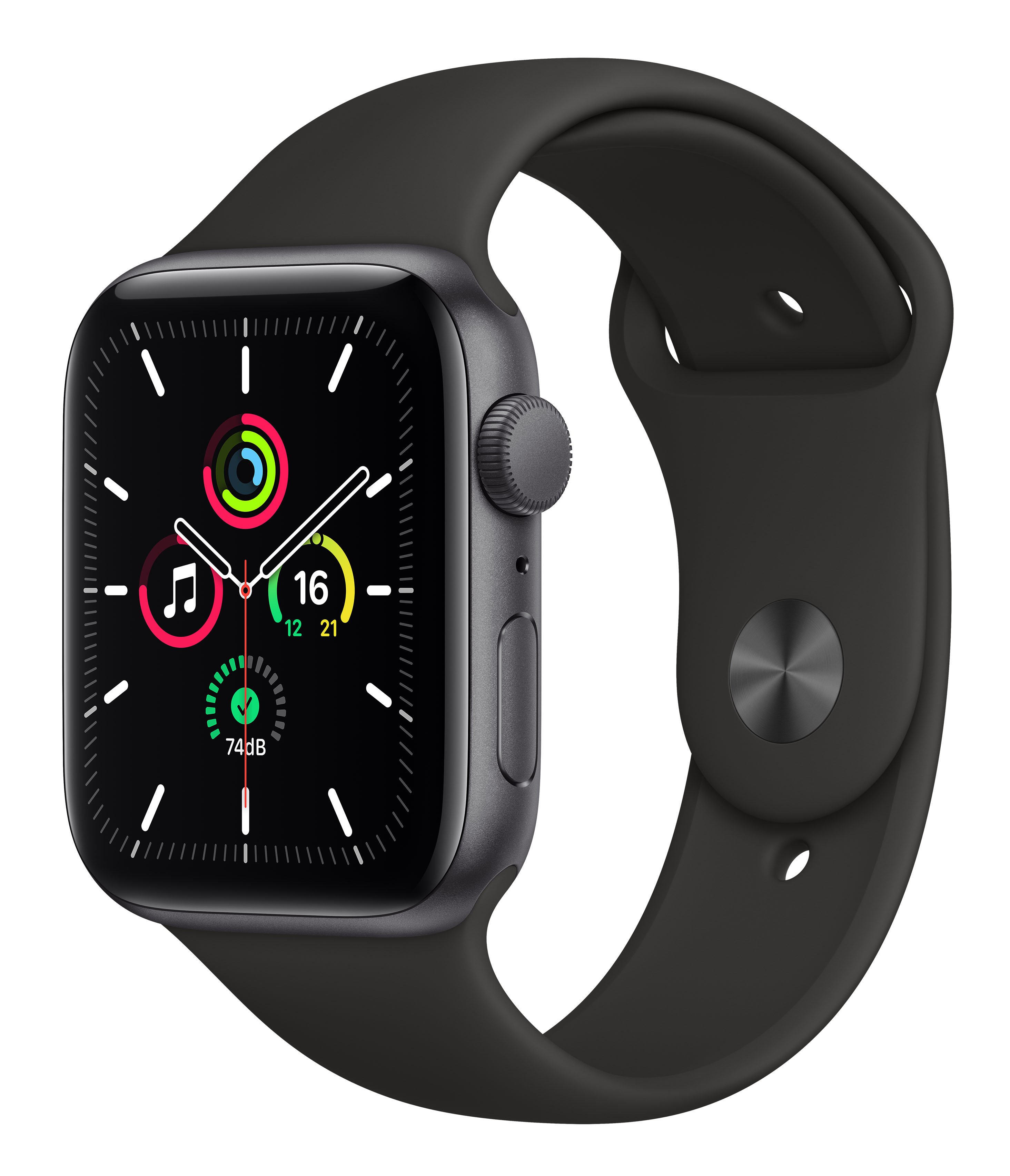 Apple Watch SE GPS 44mm Space Gray Aluminum Case w. Black Sport B. (MYDT2UL/A) UACRF