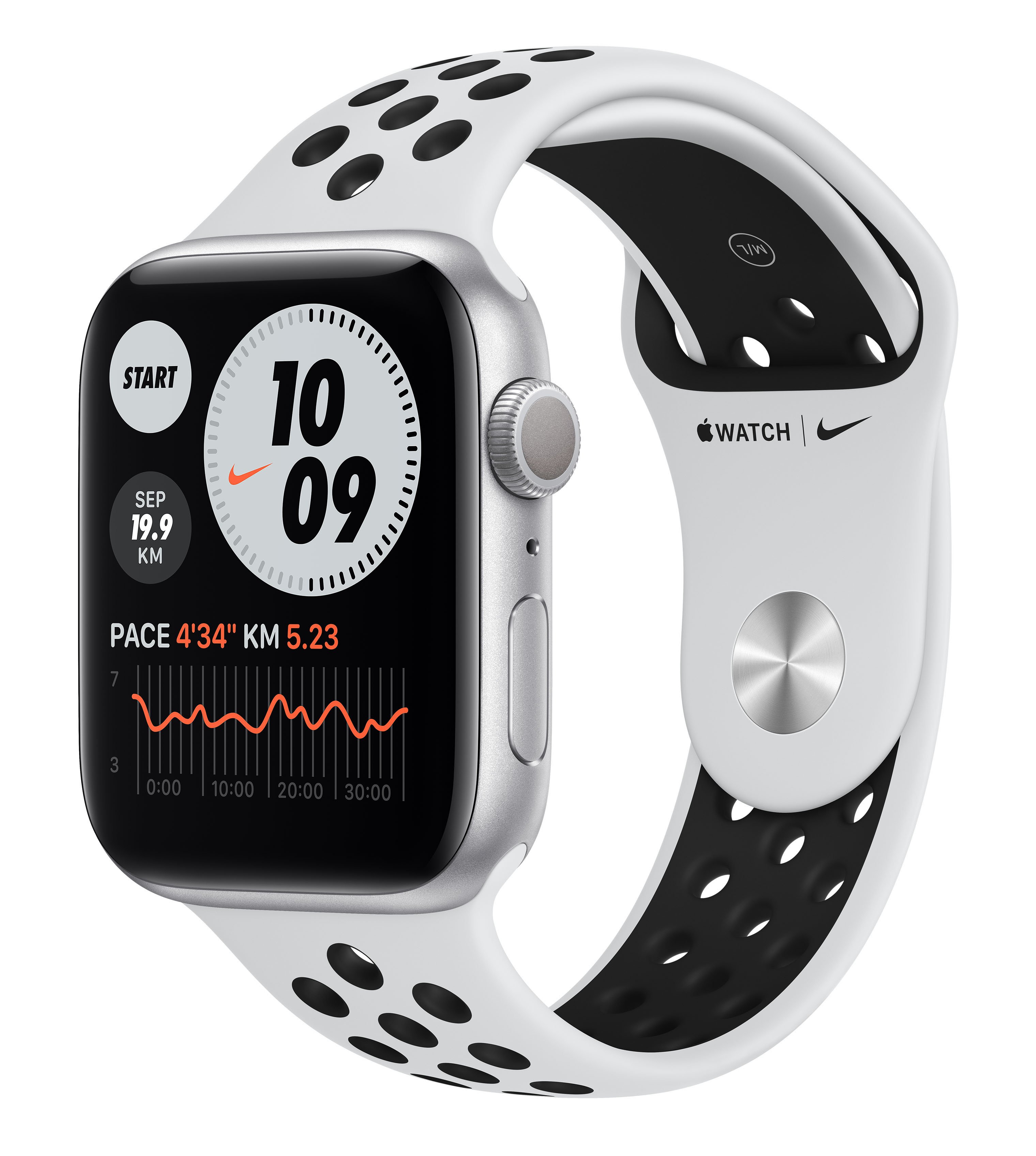 Apple Watch Nike Series 6 GPS 40mm Silver Aluminum Case w. Pure Platinum/Black Nike Sport B. (M00T3UL/A) UACRF