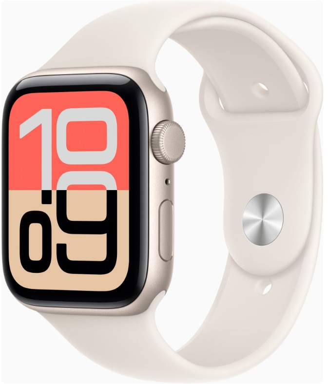 Apple Watch SE 3 GPS 44mm Starlight Alu. Case w. Starlight S. Band - M/L (MEHJ4)